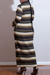 Casual Turtleneck Striped Maxi Dress