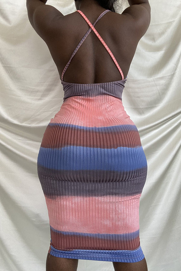 Sexy Tie Dye Backless Dress