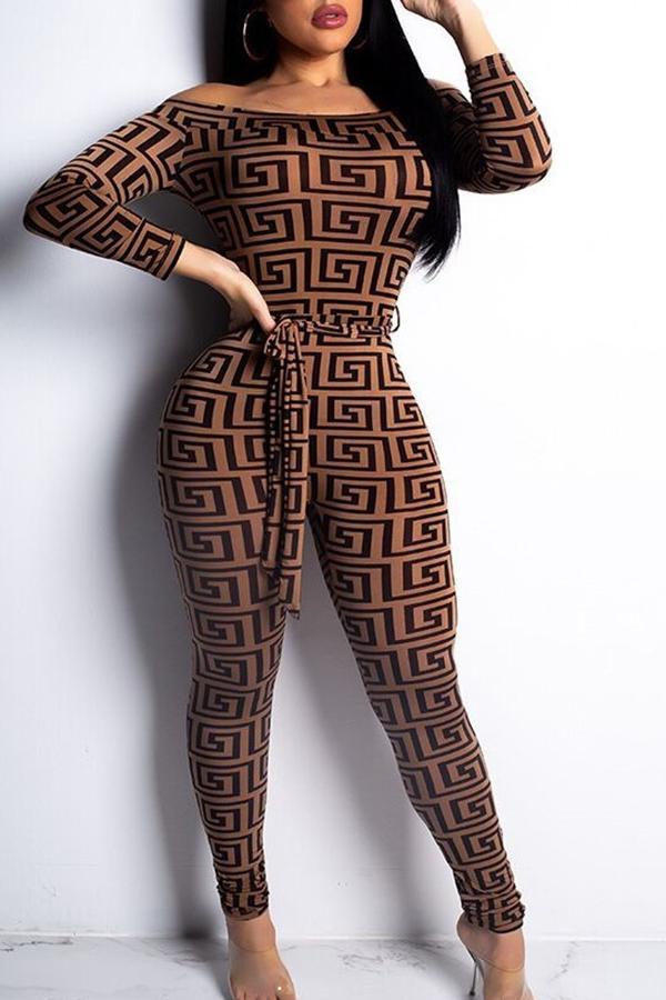 female Elegant Geometric Print Jumpsuit