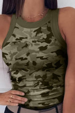 Casual All-match Round Neck Camouflage Print Vest