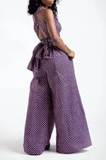 Fashionable Geometric Print Multi-wear Loose Wide-leg Jumpsuit