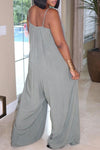Solid Color Knitted Loose Suspenders Wide-leg Jumpsuit