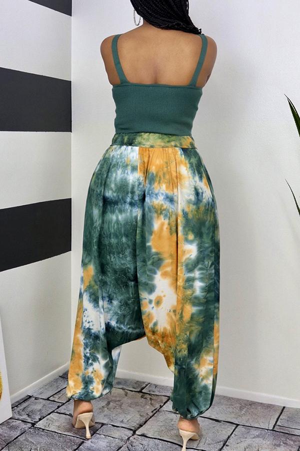 Contrast Tie-dye Harem Style Loose Casual Trousers