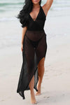Beach Backless Lace See Through Knitted Maxi Dress