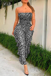 Sexy Leopard Print See Through Bandeau Jumpsuit