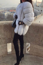 Plus Size Fashion Warm Faux Fur Plush Coat
