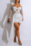 Elegant Hollow Slim Fit Diamond Ironing Maxi Dress