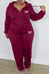 Plus Size Casual Solid Color Hooded Two-Piece Set