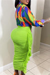 Solid Color High Waist Ruffles Slim Fit Hip Skirt