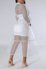 Sling Dress Single-breasted Mesh Skirt Set Two-Piece Set
