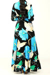 Printed Multicolor Floral Belt Maxi Dress