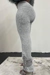 Casual Knit Panel Low Rise Slim Pants