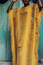 Beach Solid Color Fringed Hollow Knit Maxi Dress