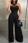 Casual Strap Crossover Wide-Leg Jumpsuit