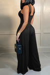 Casual Strap Crossover Wide-Leg Jumpsuit