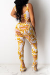 Printed Lace-Up Trousers Slim Fit Three-Piece Set (With Mask)