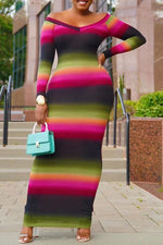 Fashionable Casual Gradient Maxi Dress