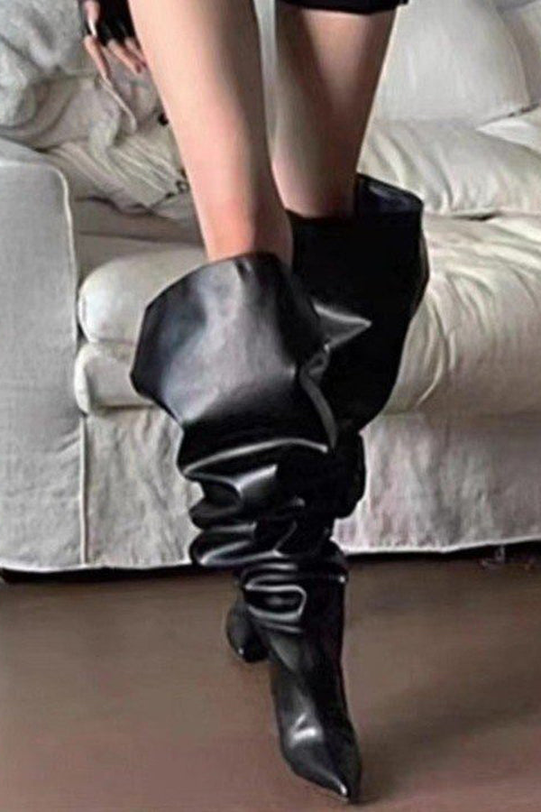 Pleated Pile High Boots