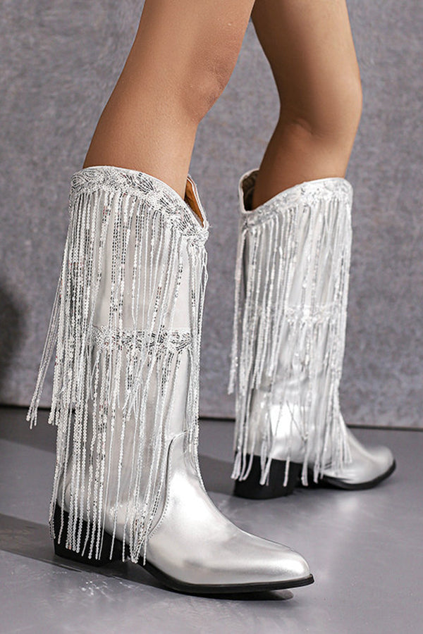 Casual Fringed Mid-calf Boots