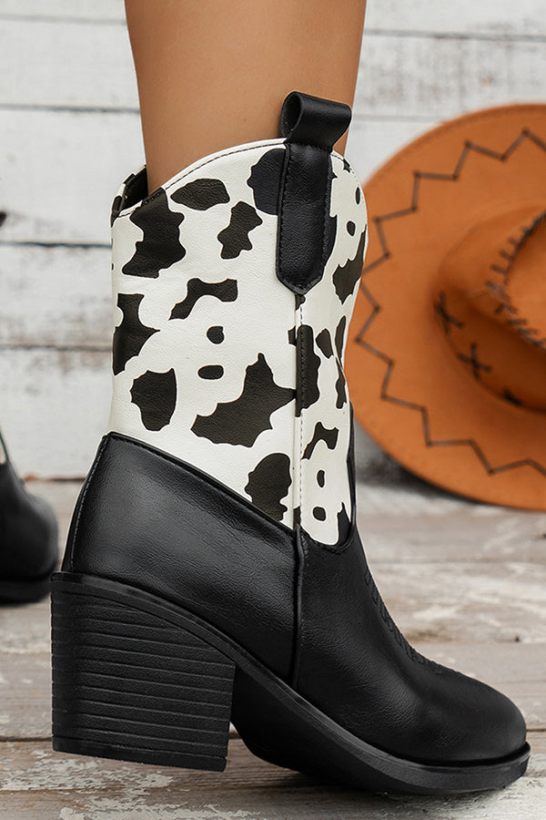 Mid Calf Thick Heel Knight Boots