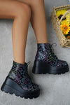 Casual Thick Sole Five-pointed Star Printed Short Boots