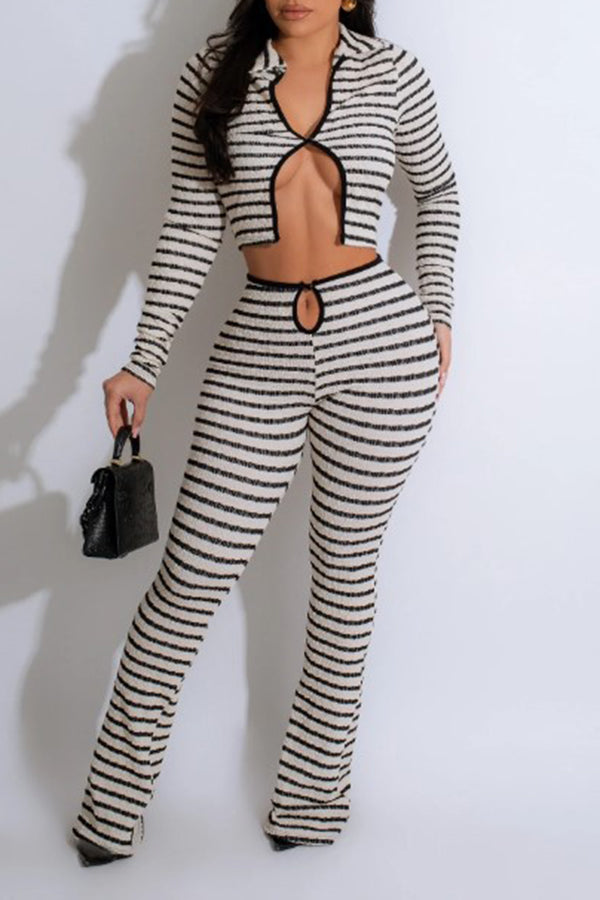 Casual Striped Knitted Two-piece Set