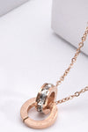 Roman Double Ring Diamond Pendant Titanium Steel Necklace