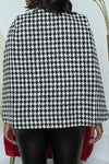 Fashion Houndstooth Casual Slit Cloak Coat