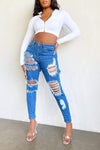 Fashion All-match Slim Fit Stretch Ripped Jeans