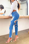Fashion All-match Slim Fit Stretch Ripped Jeans
