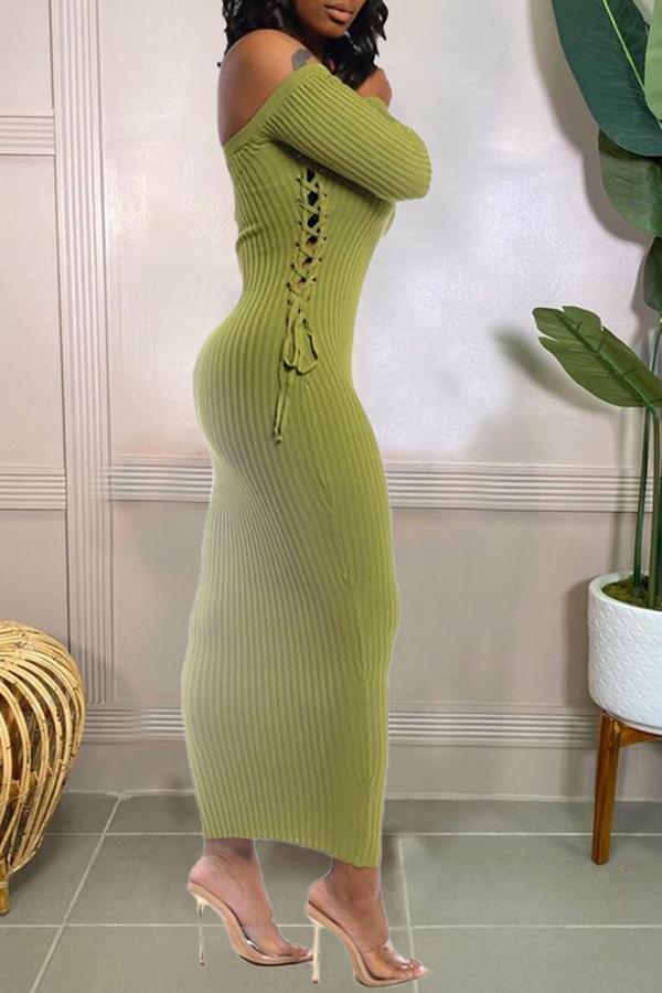 Fashion Sexy Off Shoulder Lace-up Stretch-knit Dress