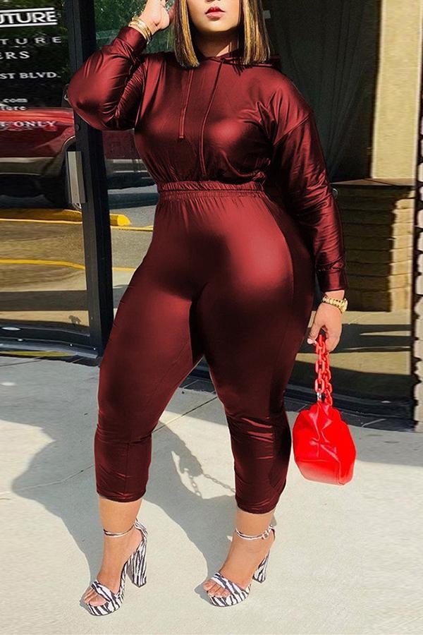 Fashion Casual Tight-fitting Hooded Plus Size Two-piece Suit