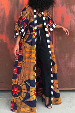 Ethnic Print Casual Fashion Long Coat