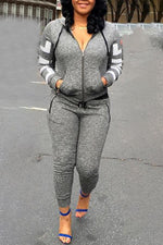 Casual Slim-fit Hooded Cardigan Sweatpants Two-piece Suit