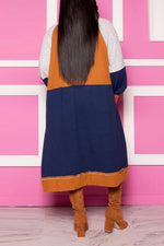 Fashion Casual Color-blocking Knitted Long Cardigan