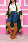 Fashion Casual Color-blocking Knitted Long Cardigan