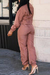 Fashion Casual Lapel Zipper Two-piece Suit