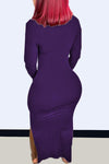 Pure Color Threaded Long-sleeved Casual Mask Dress