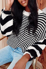 Fashion Striped Color Block Pullover Sweater