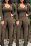 Lovely Casual U Neck Three-Piece Pants Suit(With Coat)