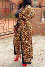 Leopard Print Lace-up Cardigan Coat