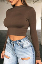 Solid Color Slim Sexy Long-sleeved T-shirt
