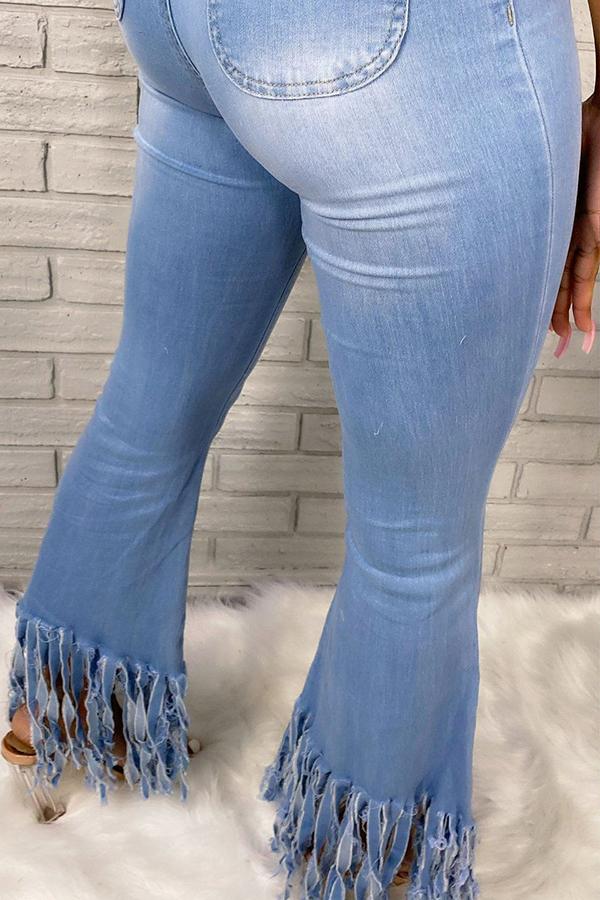 Fashion Casual Fringed Flared Jeans