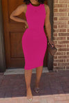 Fashion Casual Solid Color Sleeveless Mid Dress