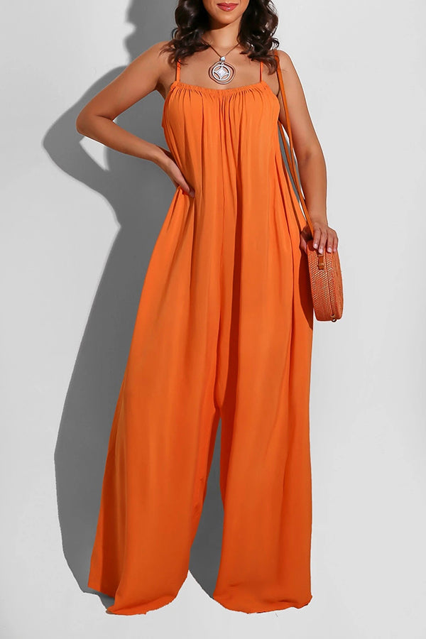 Solid Color Casual Fashion Loose Sling Jumpsuit
