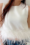 Feather Panel Slim A-Line Sleeveless Solid Tank Top