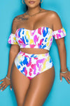 Fashion Colorful Gradient Leopard Print Beach Three-Piece Swimsuit