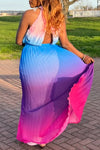 Elegant Sunset Gradient Sleeveless Swing Maxi Dress