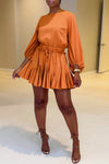 Solid Color Ruffled Lace Up Long Sleeved Rompers
