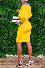 Fashion Lantern Sleeve Off Shoulder Mini Dress